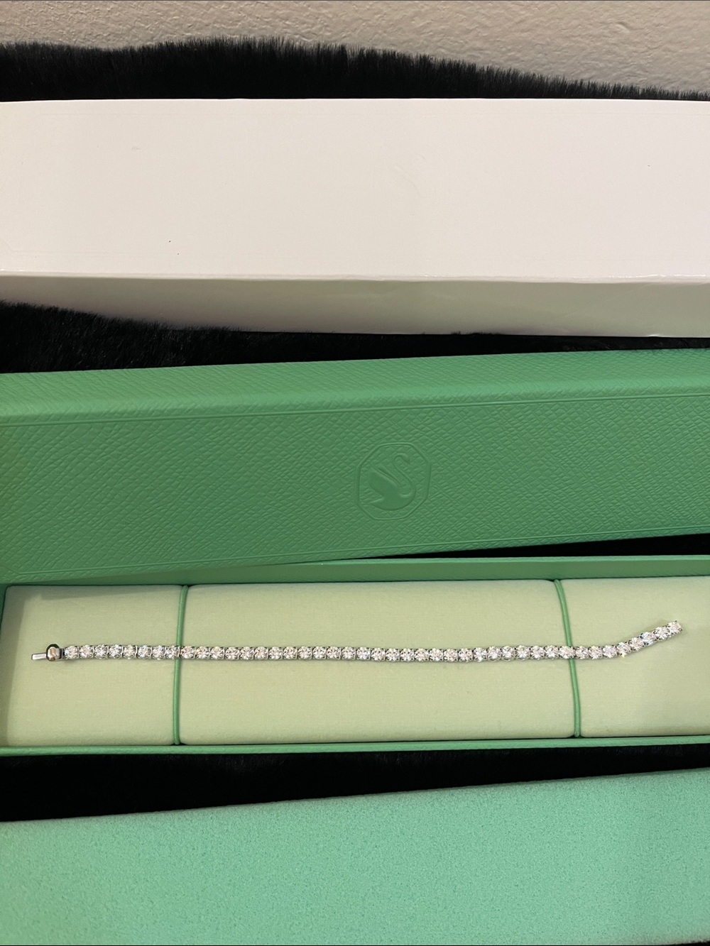 Swarovski Silver Tennis Bracelet with Clear Crystals 7” Brand New